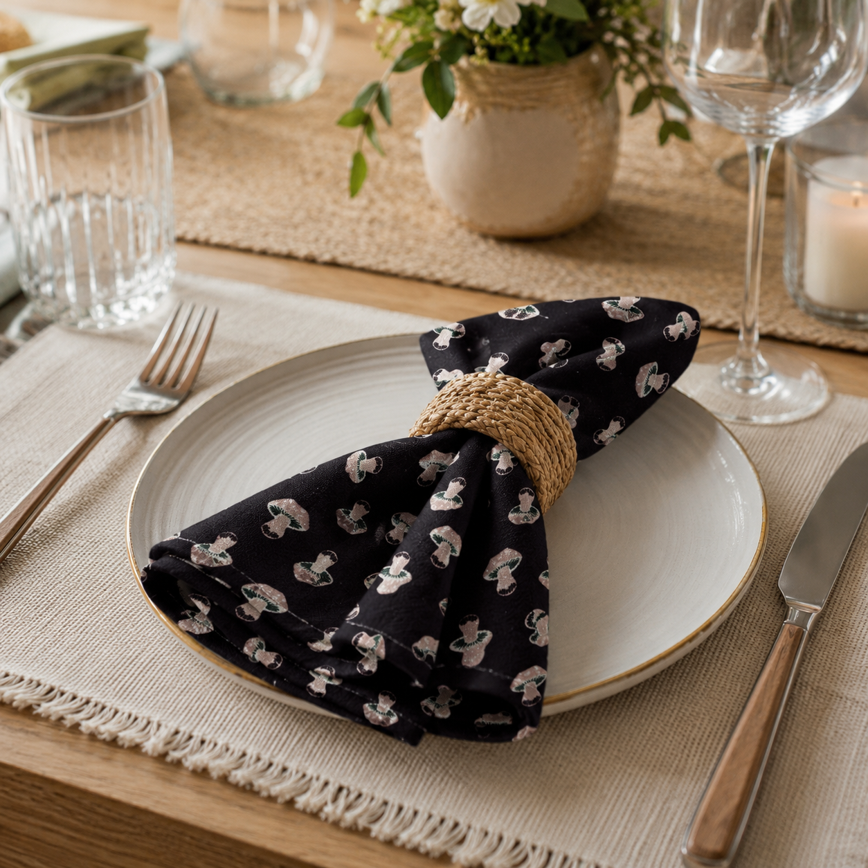 In The Woods -Mushroom-Eggplant Unbleached Fabric- Loes Van Oosten - Cotton + Steel - Quilting Cotton Fabric