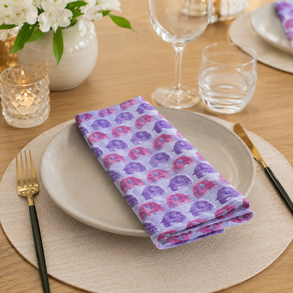 Japanese Cosmo Fabric- Gauze Cotton-Pink Elephants Jacquard Fabric.