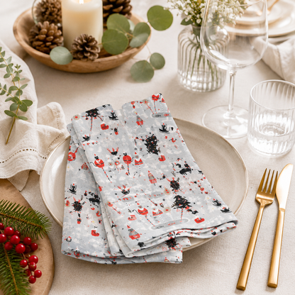Waku Waku Christmas-Holiday Party-Gray Unbleached Fabric-Naocom-Cotton+ Steel