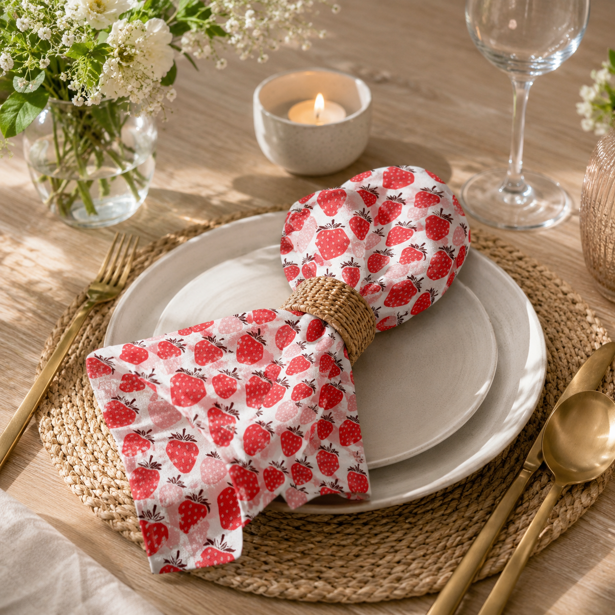 Under the Apple Tree Queen of Berries Blushing Red Fabric by Loes van Oosten