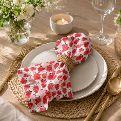 Under the Apple Tree Queen of Berries Blushing Red Fabric by Loes van Oosten