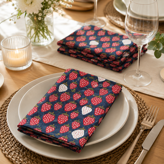 Under the Apple Tree-Queen of Berries-Starry Night Unbleached Canvas Fabric
