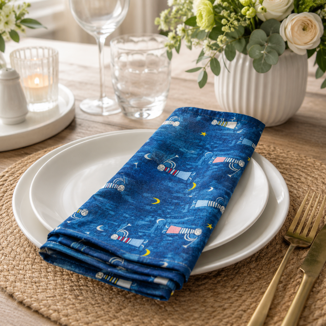Noel Angels Singing-Navy Unbleached Fabric-Alexia Marcelle Abegg-C5135-001