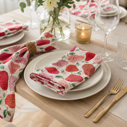 Under the Apple Tree-Quince Red Cotton Fabric-Loes van Oosten