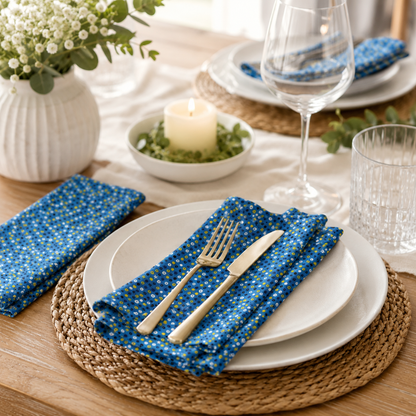 Waku Waku Christmas-Blue Sequins Unbleached Fabric-Cotton+ Steel