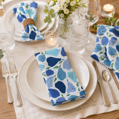 Under The Apple Tree-Quince Blue Fabric-Loes Van Oosten-Cotton + Steel