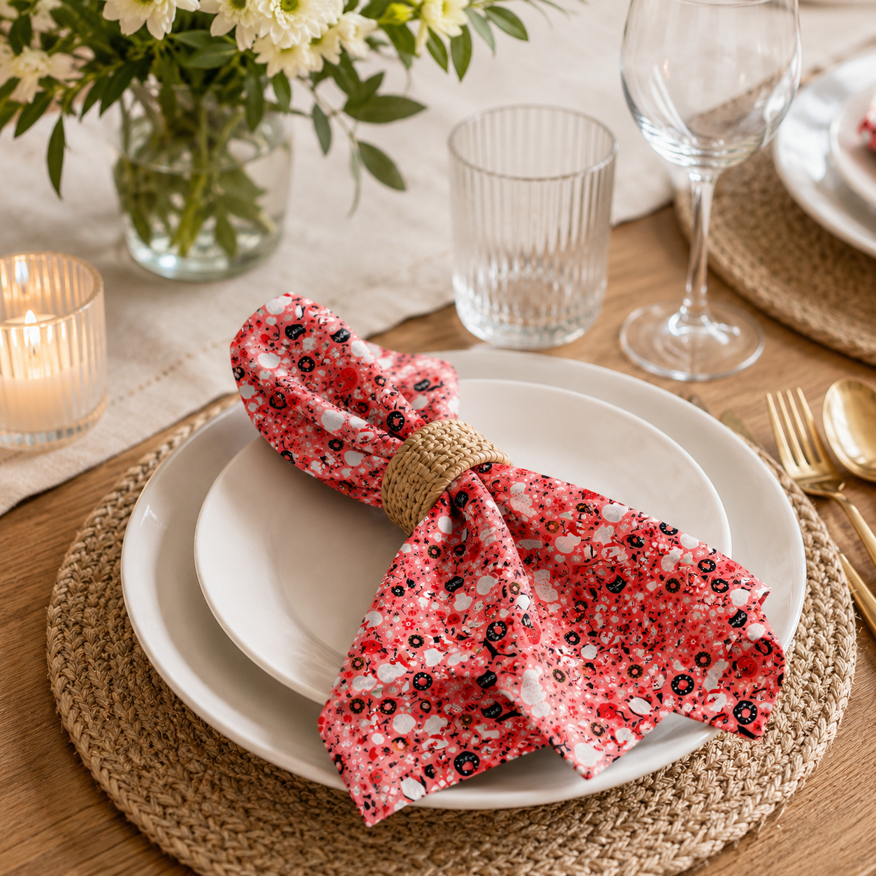 Waku Waku Christmas-Mixer Coral Unbleached Fabric-Naocom-Cotton+ Steel