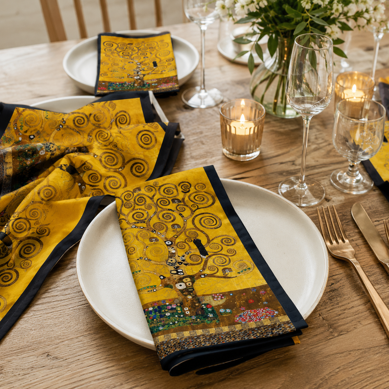 Gustav Klimt-Tree of Life-Gold-Robert Kaufman-Quilting Cotton Panel