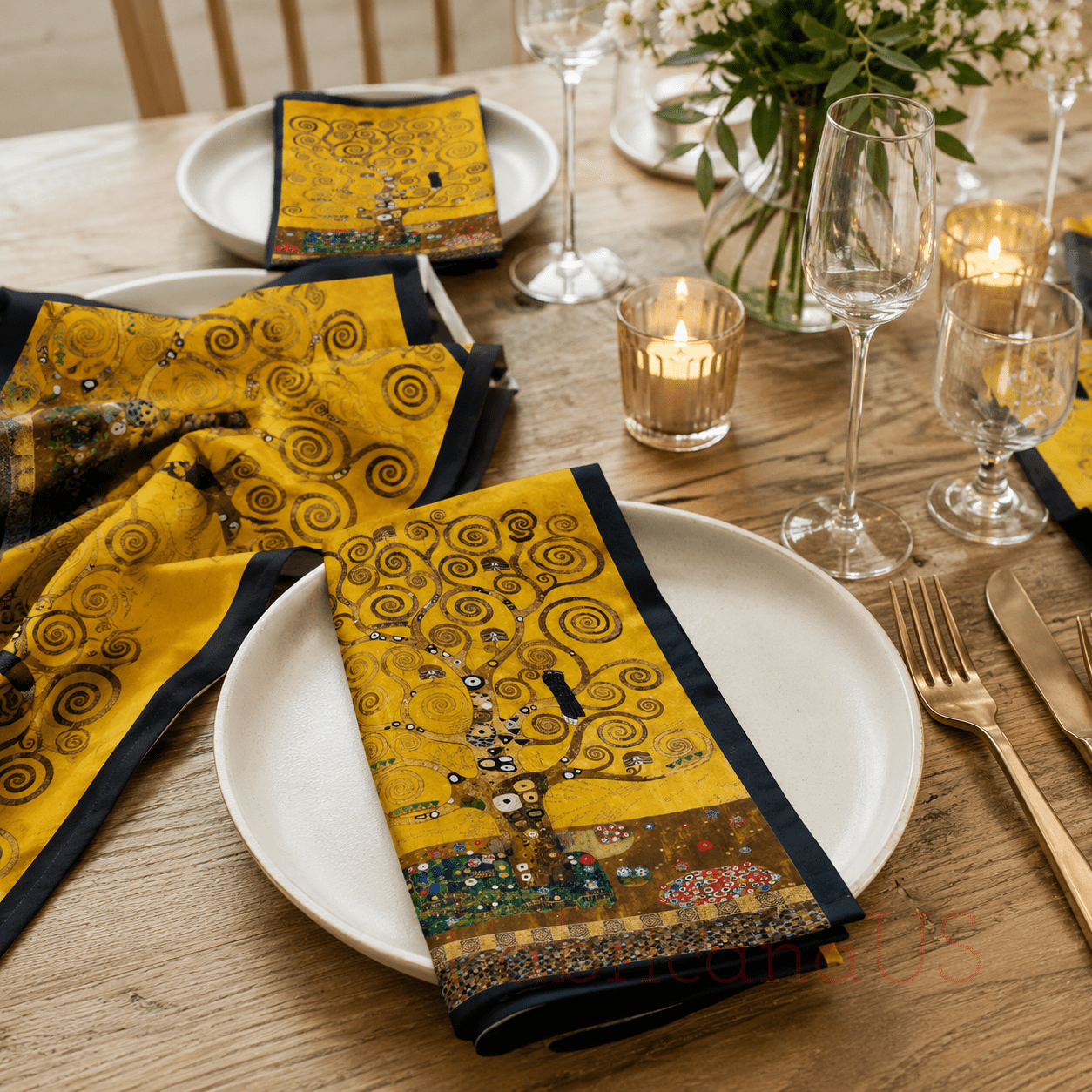 Gustav Klimt Tree of Life Gold Quilting Cotton Panel – Robert Kaufman Fabrics – Decorative Cotton Fabric Panel