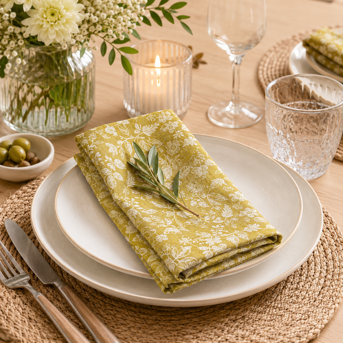 Kokka-Natural Garden-Yellow Cotton Linen-Japanese Sheeting Fabric-YGA-59010-1B