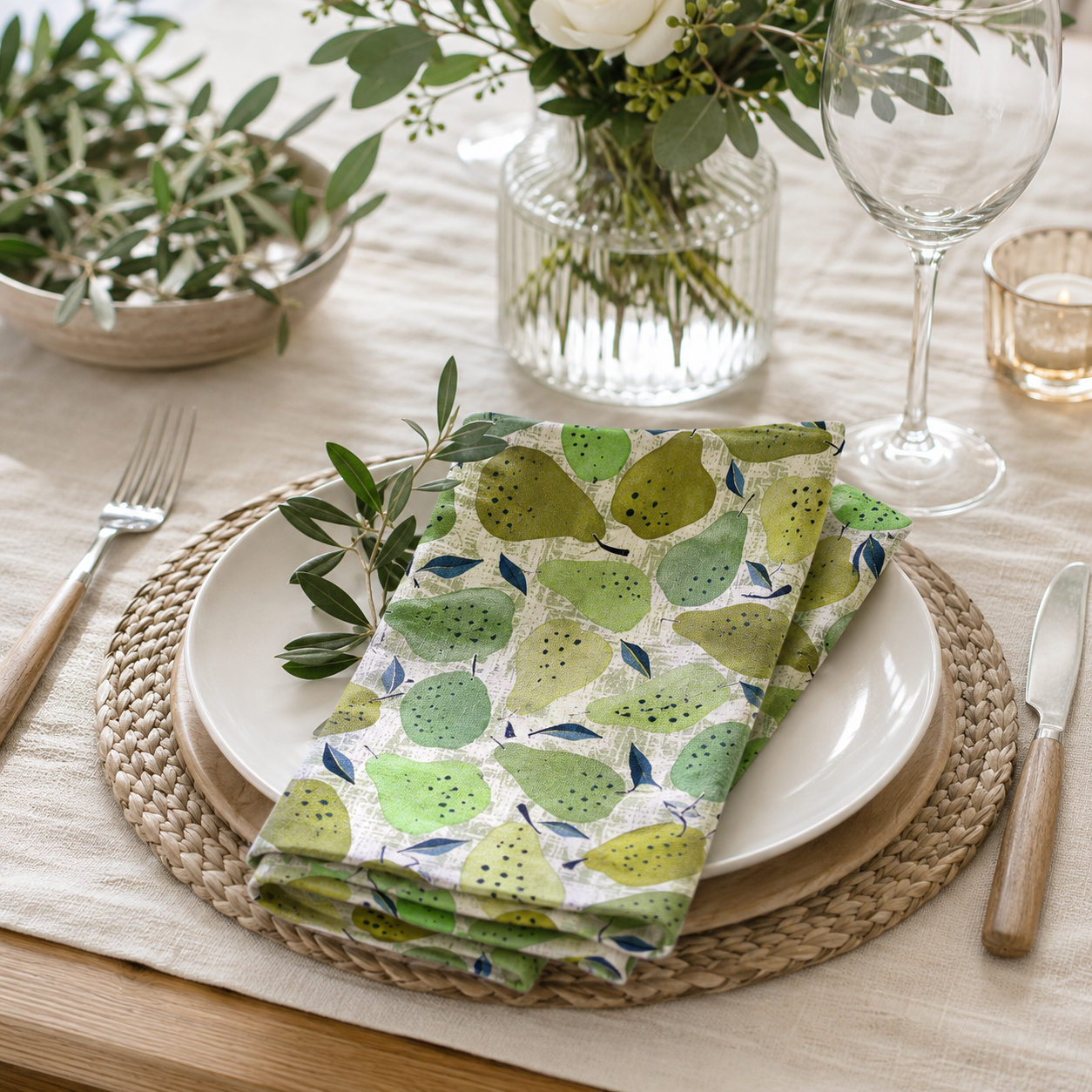 Under the Apple Tree-Quince Green Fabric-Loes Van Oosten