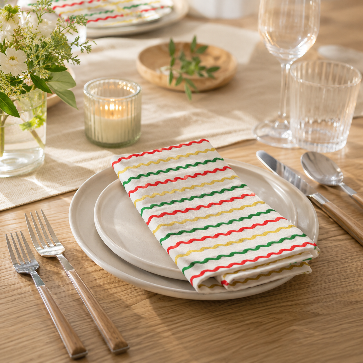 Ribbon Stripe Cream Metallic Holiday Classics Fabric by Rifle Paper Co. for Cotton + Steel