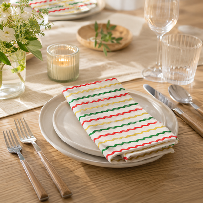 Ribbon Stripe Cream Metallic Holiday Classics Fabric by Rifle Paper Co. for Cotton + Steel