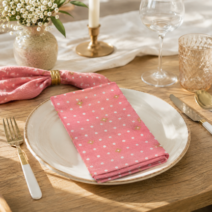 Neko and Tori Ohanadotto-Coral Unbleached Metallic Fabric-Itsuko Naka-Cotton+Steel