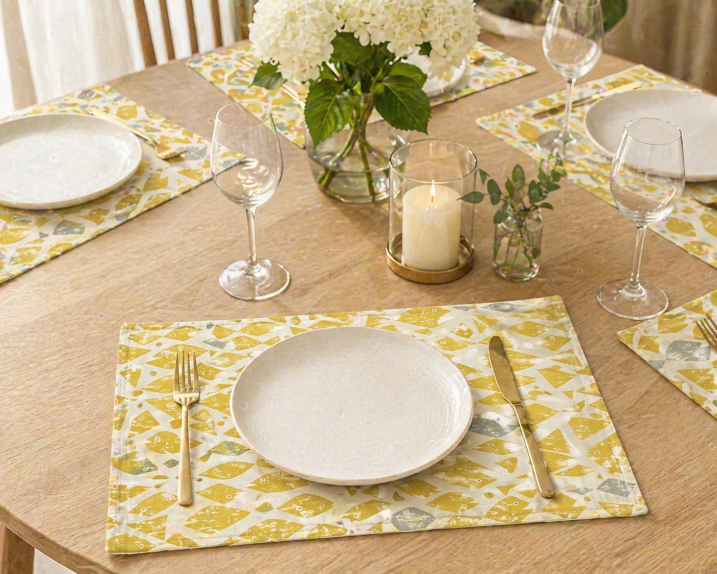 By the Seaside-Happy Fish-Yellow Unbleached Fabric-Loes Van Oosten-Cotton + Steel