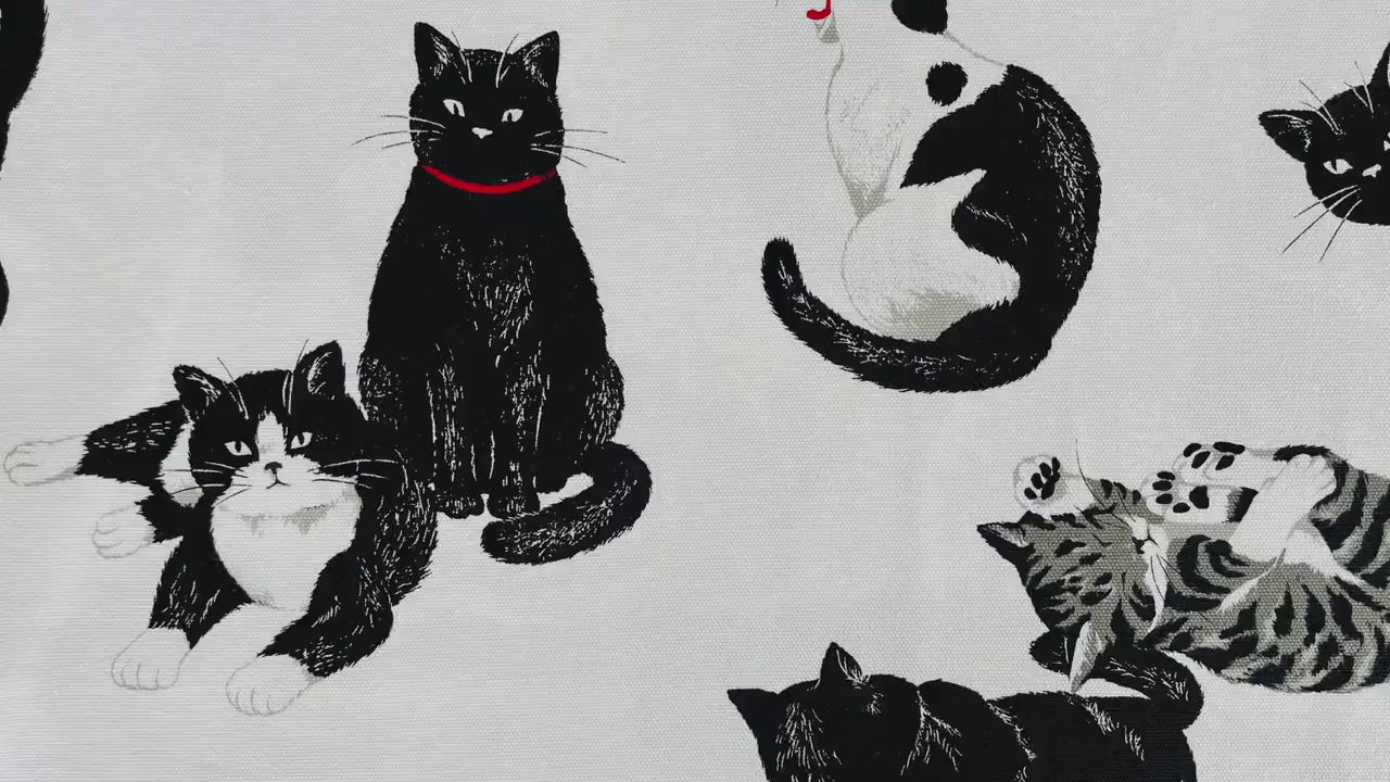 Cat - Black Cat Cotton Fabric - Cosmo - Japanese Sheeting Fabric - AP-35406-2A