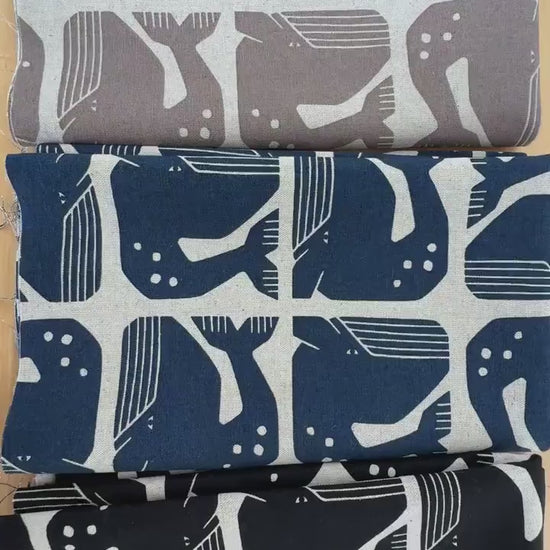 By the Seaside II-Grumpy Whale-Sky Blue Unbleached Quilting Cotton-Loes Van Oosten-Cotton Steel