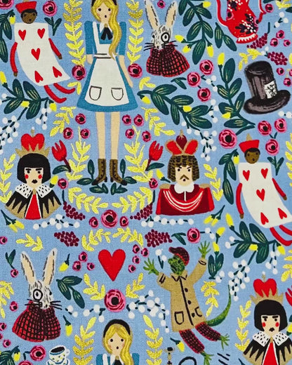Wonderland-Rifle Paper Co-Periwinkle Metallic Fabric-Cotton+ Steel-Quilting Cotton Fabric-AB8013-002