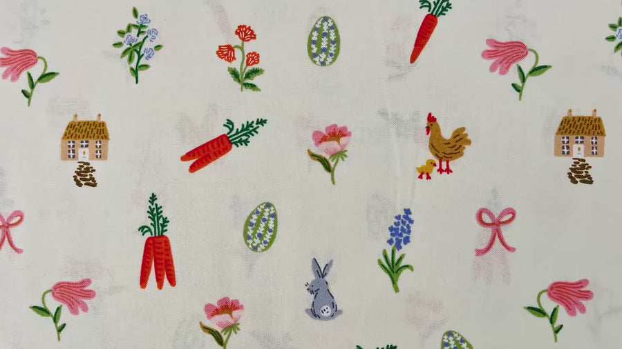 Easter - Easter Collection - Easter Basket - Cream Fabric - Rifle Paper Co - RP1502-CR1