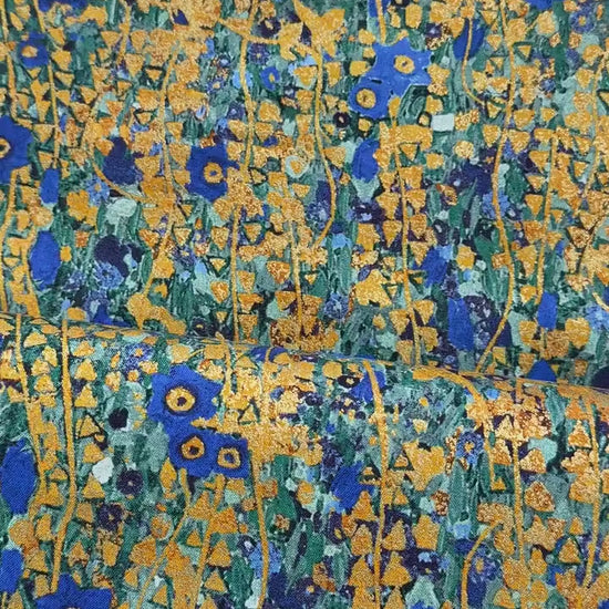 Gustav Klimt-Cobalt Gold Triangles-Robert Kaufman-Quilting Cotton Fabric-SRKDM-22727-72