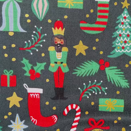 Holiday Classics - Deck The Halls - Evergreen Metallic Fabric - Rifle Paper Co - Cotton + Steel