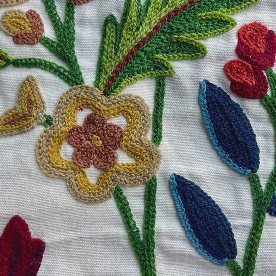 Crewel Hand Embroidered Fabric-Kashmir Crewel-Cotton Duck-Myth Urban Spring