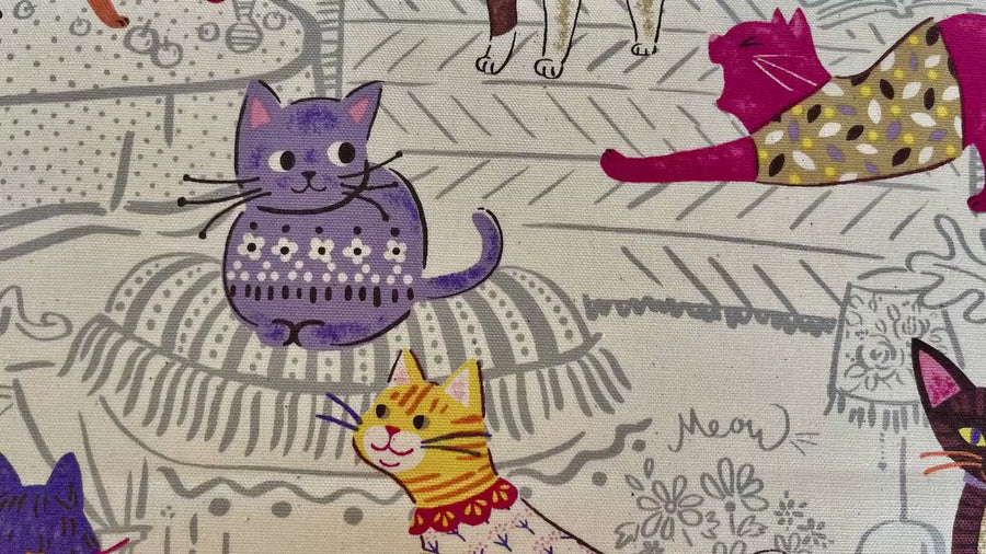 Cat - Cat fabric - Japanese fabric - kokka - cotton oxford - YGA-71000