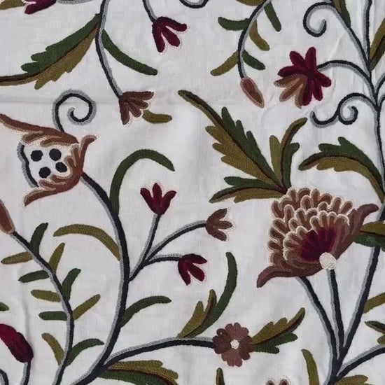 Crewel Hand Embroidered Fabric-Kashmir Crewel-Cotton Base-Myth D/7 Multi Color