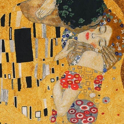 Gustav Klimt - Kissing - Gold - Robert Kaufman - Quilting Cotton Panel