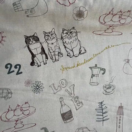 Cat Fabric - Kokka - Hayu- Japanese Quilting Cotton Fabric - EGX-7719-1A