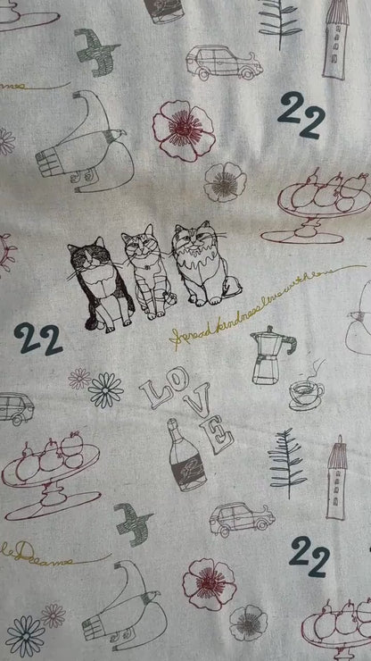 Cat Fabric - Kokka - Hayu- Japanese Quilting Cotton Fabric - EGX-7719-1A