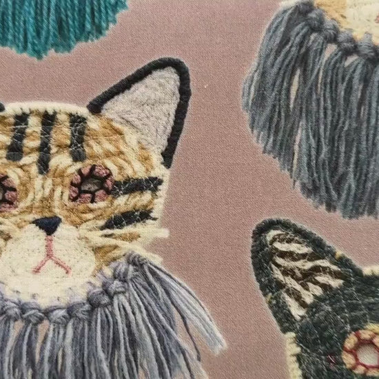 Cat Fabric - Funny Cats - Kokka - Kari Ishikawa - Japanese Quilting Cotton Fabric - EGX-9900-1A