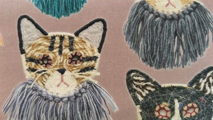 Cat Fabric - Funny Cats - Kokka - Kari Ishikawa - Japanese Quilting Cotton Fabric - EGX-9900-1A
