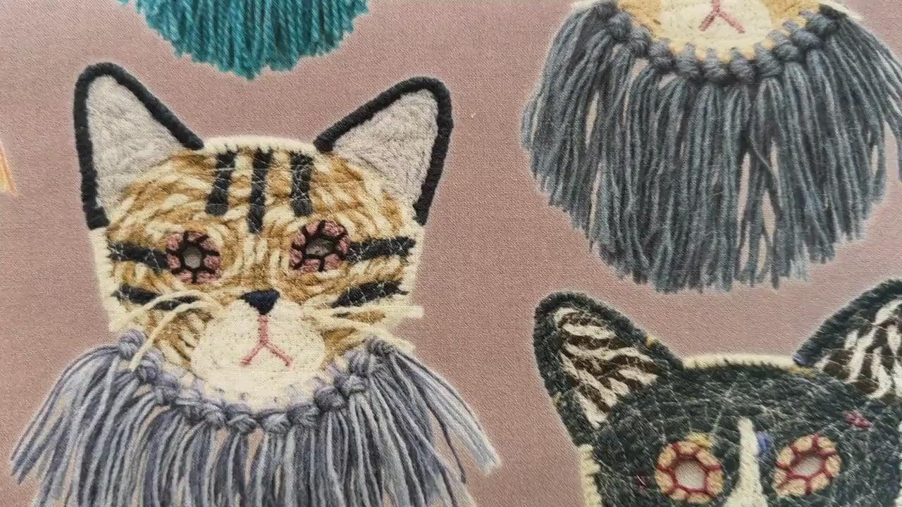 Cat Fabric - Funny Cats - Kokka - Kari Ishikawa - Japanese Quilting Cotton Fabric - EGX-9900-1A