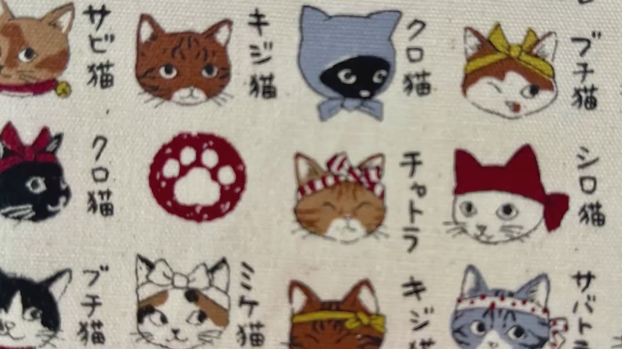 Cat - Cat Fabric - Japanese fabric - cotton oxford fabric - YPA-56030