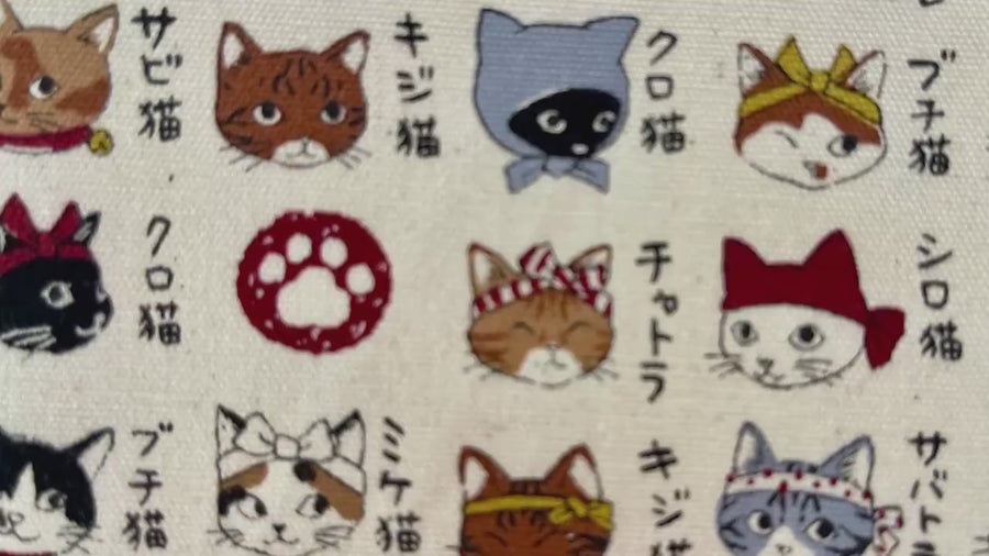 Cat - Cat Fabric - Japanese fabric - cotton oxford fabric - YPA-56030