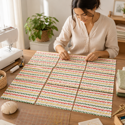 Ribbon Stripe Cream Metallic Holiday Classics Fabric by Rifle Paper Co. for Cotton + Steel
