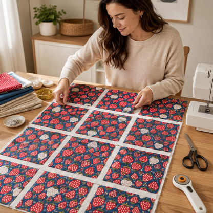 Under the Apple Tree-Queen of Berries-Starry Night-Unbleached Canvas Fabric