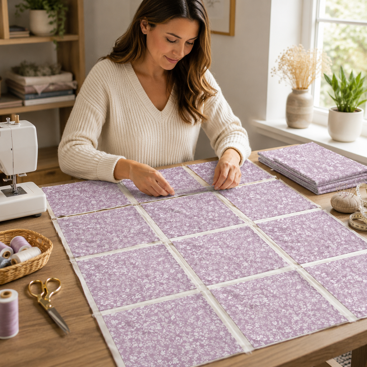 Kokka Natural Garden Purple Japanese Fabric – Cotton Linen Blend Fabric – Premium Floral Fabric