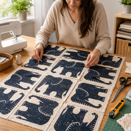Rising Sun-Jolly Elephant-Black Unbleached Canvas-Loes Van Oosten