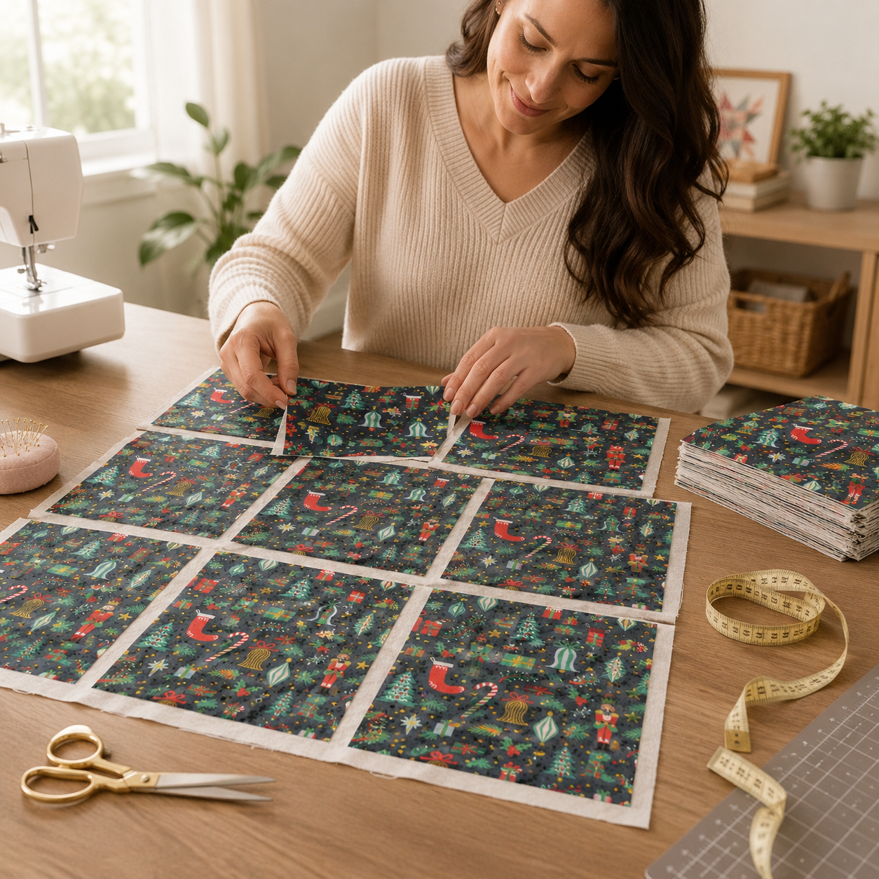 Holiday Classics - Deck The Halls - Evergreen Metallic Fabric - Rifle Paper Co - Cotton + Steel