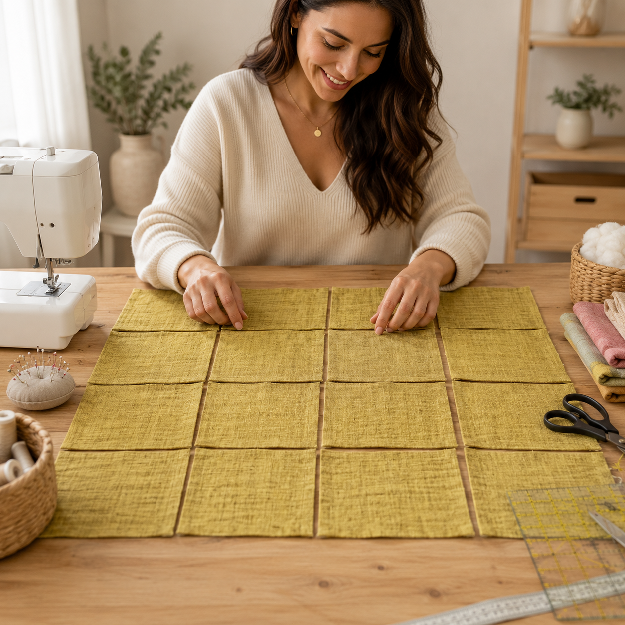 Kokka Yellow Mustard Triple Washed Double Gauze Fabric – 100% Cotton Japanese Fabric