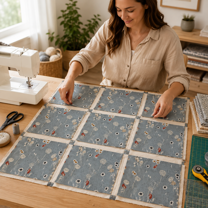 Summer Folk-Painted Meadow-Sky Blue Fabric-Lissie Teehee-Cotton + Steel