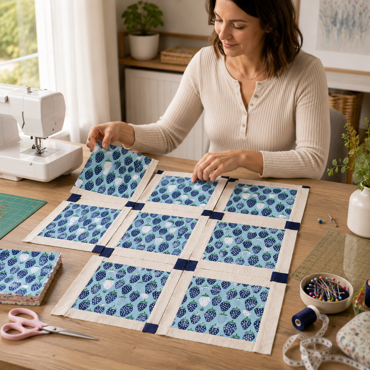 Under the Apple Tree - Queen of Berries Water-drop Fabric-Loes Van Oosten-Cotton + Steel