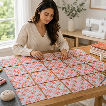 Sweet Floral Scent Bee Coral Fabric by Loes Van Oosten