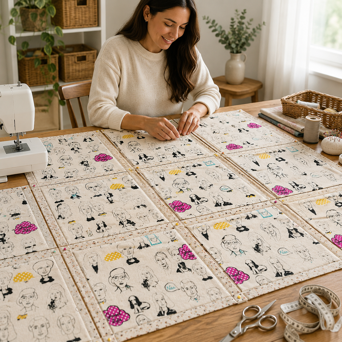 People-People Faces-Cosmo-Lightweight Canvas-Japanese  Fabric