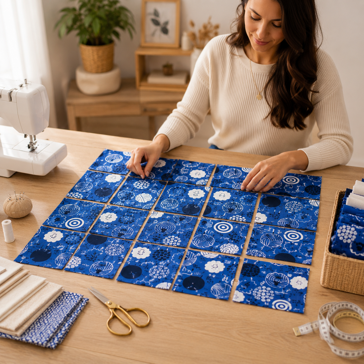 Fuwafuwa-san no Bokujo-Fawafuwa-san-Indigo Fabric-Hitomi Osumi-Cotton+Steel