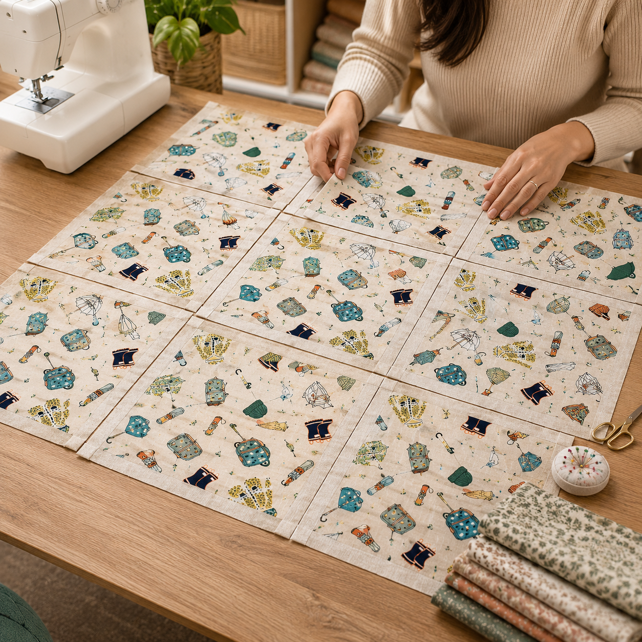 Splish Splash-Rainy Day Outfit-The Bright Leaf Design-Quilting Cotton Fabric