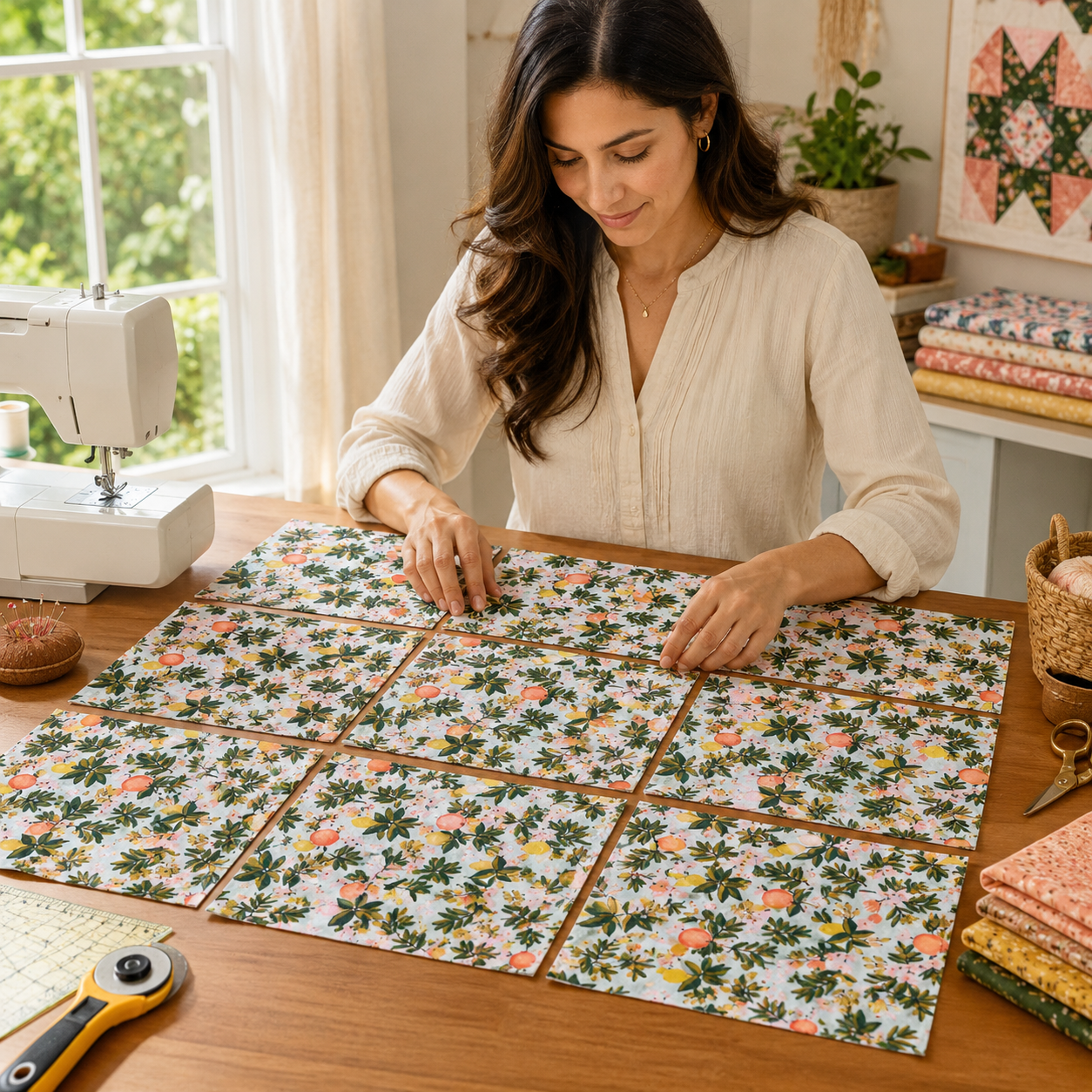Rifle Paper Co. Primavera Citrus Floral Mint 100% Quilting Cotton Fabric