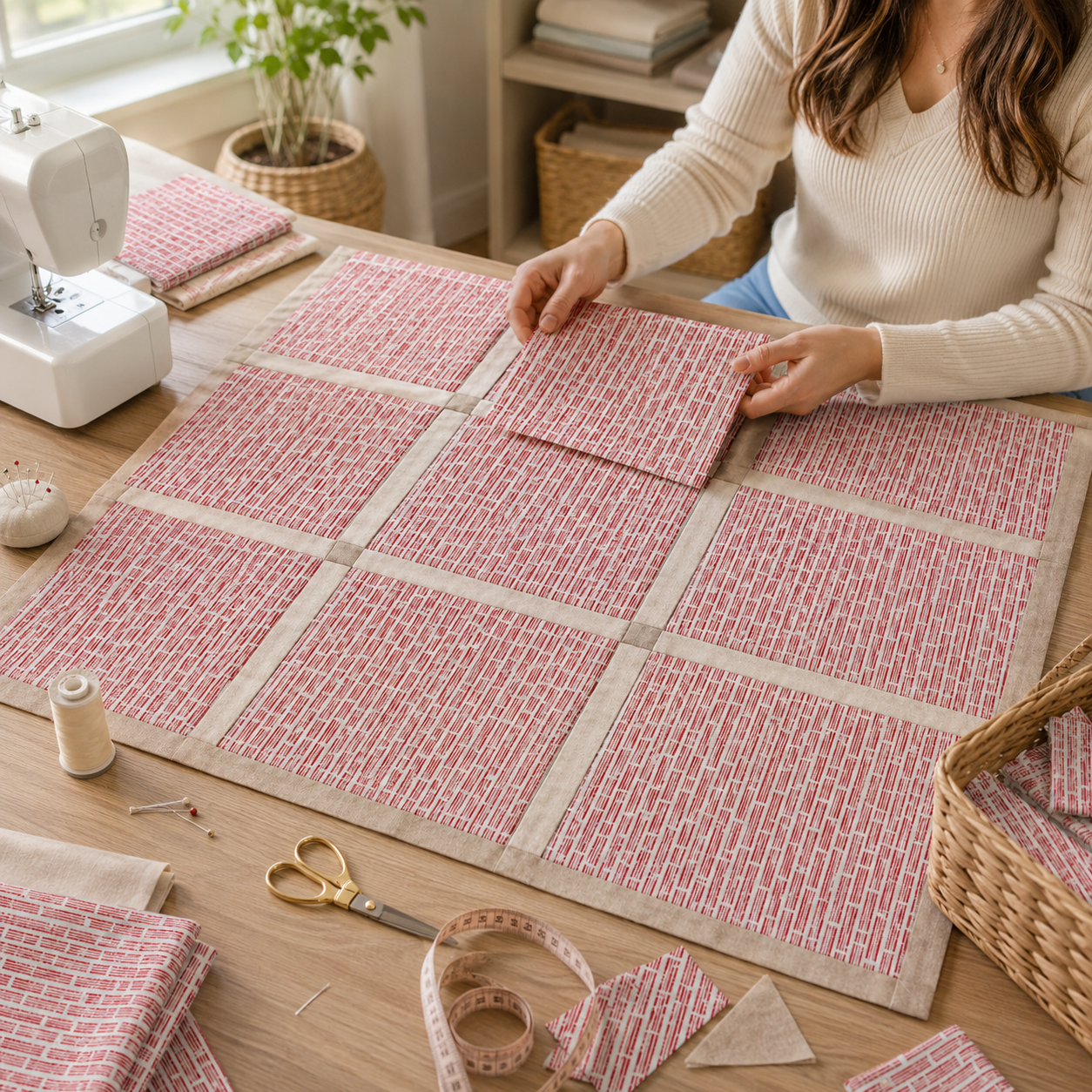 In The Woods-Wood Grain-Peach Unbleached Fabric-Loes Van Oosten